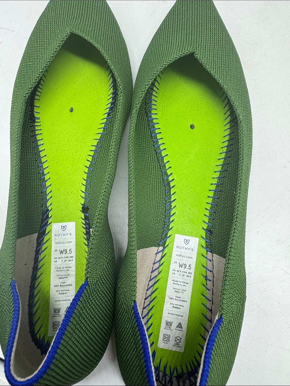 Rothy’s Willow Pointed Toe Flats Green Size 9.5 - Picture 5 of 15